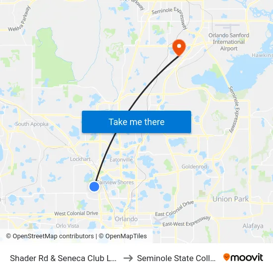 Shader Rd & Seneca Club Loop to Seminole State College map