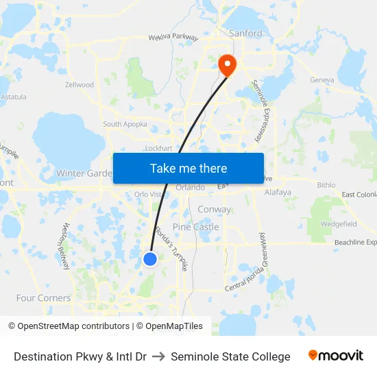 Destination Pkwy & International Dr to Seminole State College map
