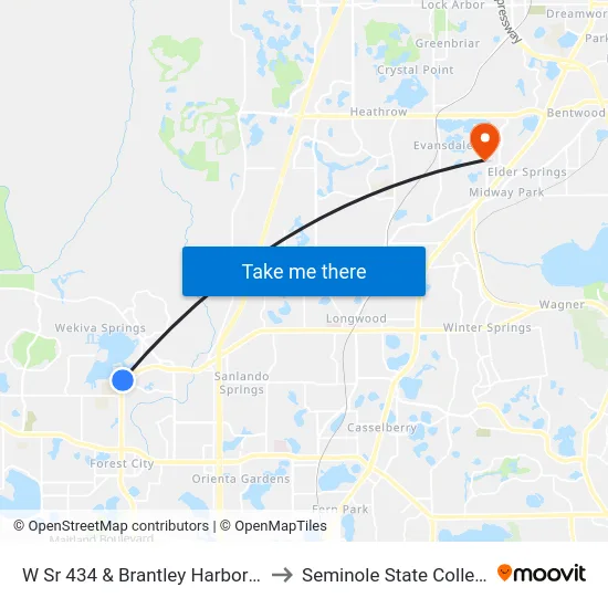 W Sr 434 & Brantley Harbor Dr to Seminole State College map