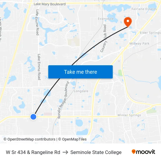 W Sr 434 & Rangeline Rd to Seminole State College map