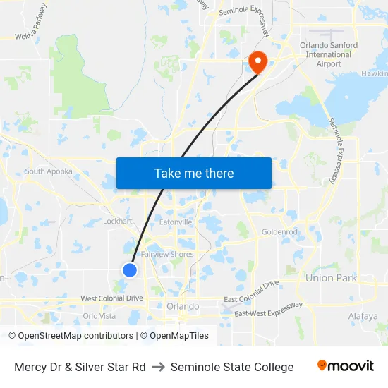 Mercy Dr & Silver Star Rd to Seminole State College map