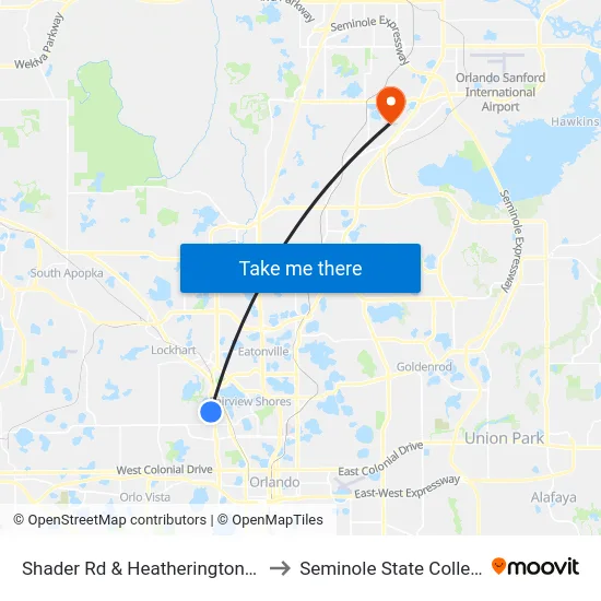 Shader Rd & Heatherington Rd to Seminole State College map