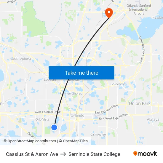 Cassius St & Aaron Ave to Seminole State College map