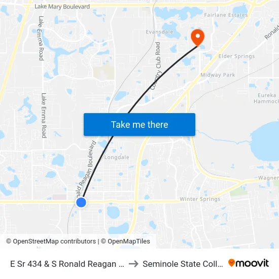 E Sr 434 & S Ronald Reagan Blvd to Seminole State College map