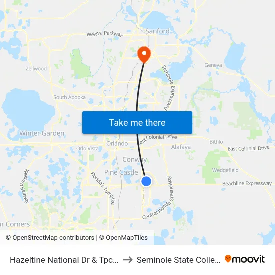 Hazeltine National Dr & Tpc Dr to Seminole State College map