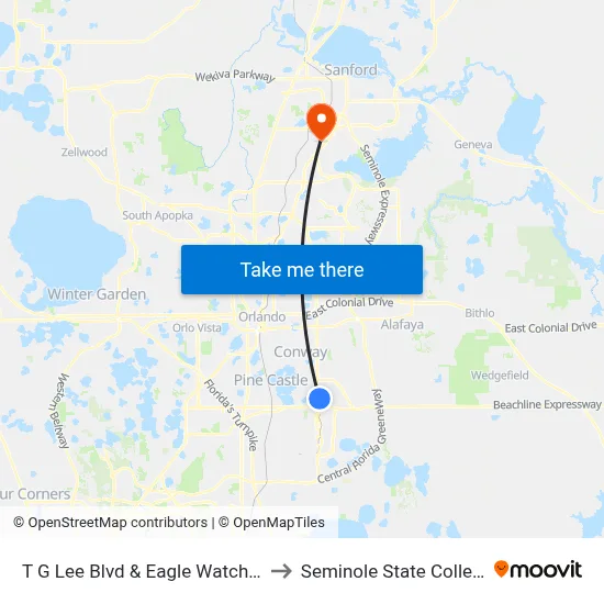 T G Lee Blvd & Eagle Watch Dr to Seminole State College map