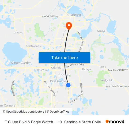T G Lee Blvd & Eagle Watch Dr to Seminole State College map