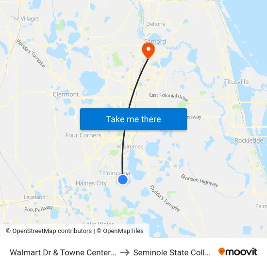 Walmart Dr & Towne Center Dr to Seminole State College map