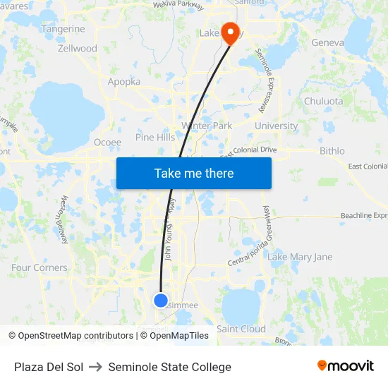 Plaza Del Sol to Seminole State College map