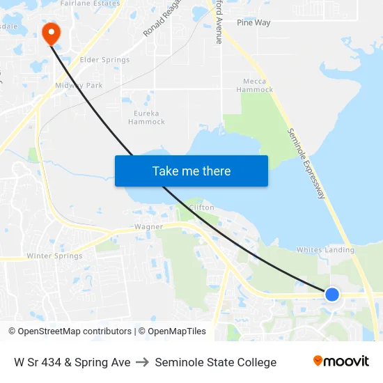 W Sr 434 & Spring Ave to Seminole State College map
