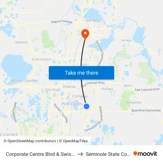 Corporate Centre Blvd & Swissco Dr to Seminole State College map