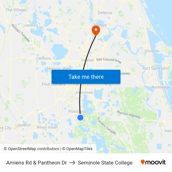 Amiens Rd & Pantheon Dr to Seminole State College map
