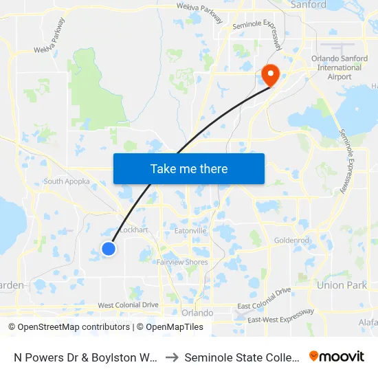 N Powers Dr & Boylston Way to Seminole State College map