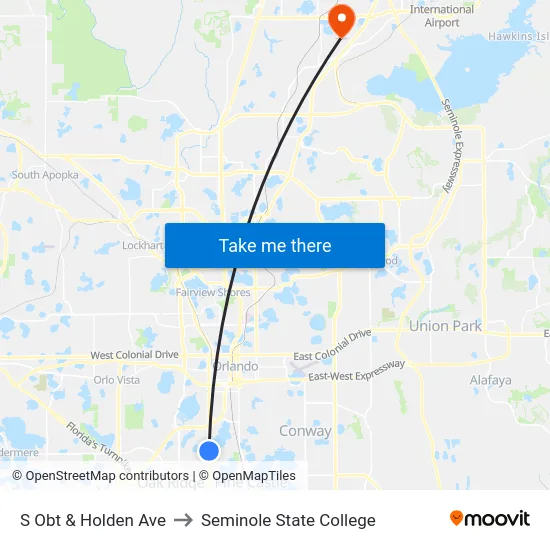 S Orange Blossom Trl & Holden Ave to Seminole State College map