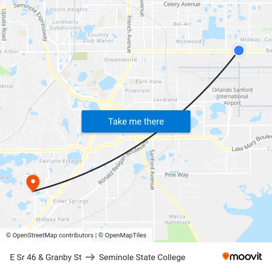 E Sr 46 & Granby St to Seminole State College map