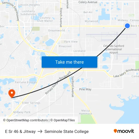 E Sr 46 & Jitway to Seminole State College map
