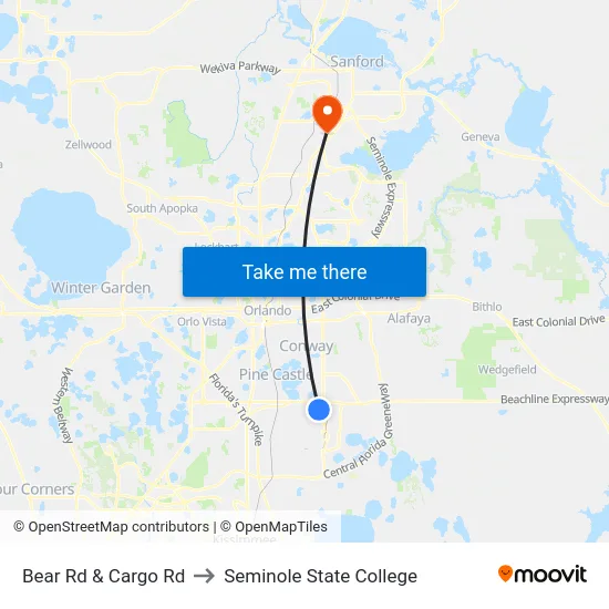 Bear Rd & Cargo Rd to Seminole State College map