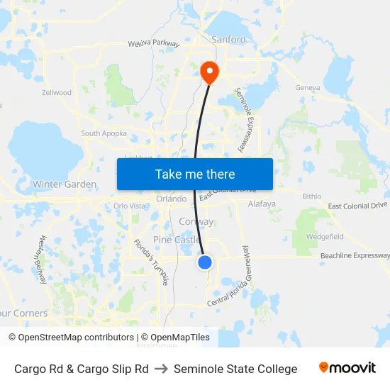 Cargo Rd & Cargo Slip Rd to Seminole State College map