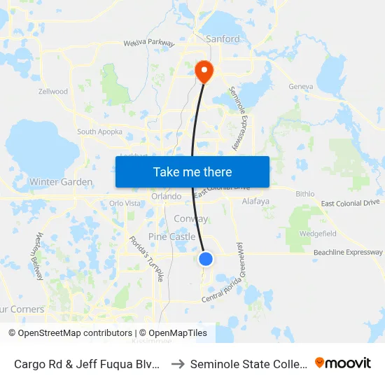 Cargo Rd & Jeff Fuqua Blvd N to Seminole State College map