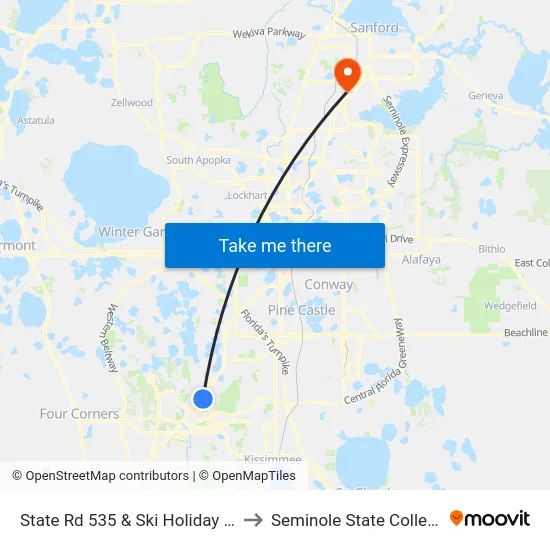 State Rd 535 & Ski Holiday Dr to Seminole State College map