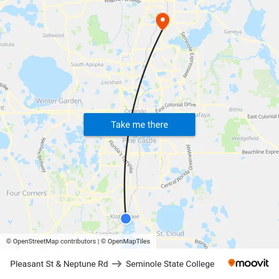 Pleasant St & Neptune Rd to Seminole State College map