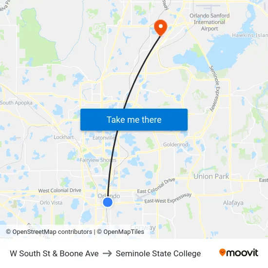 W South St & Boone Ave to Seminole State College map