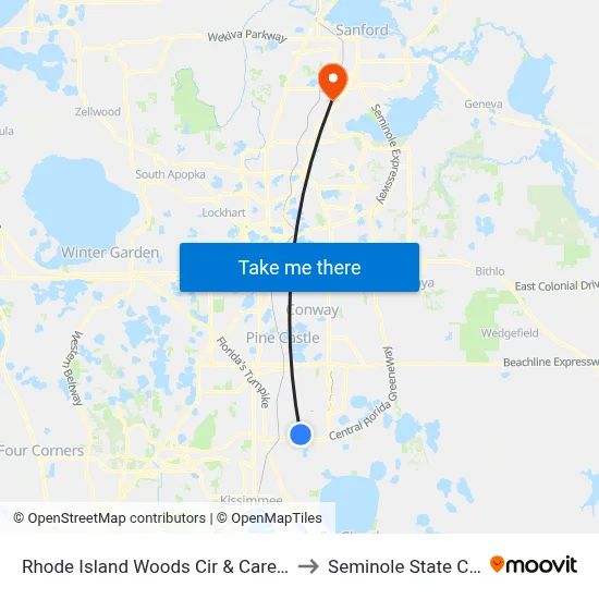 Rhode Island Woods Cir & Carey Glen Cir to Seminole State College map