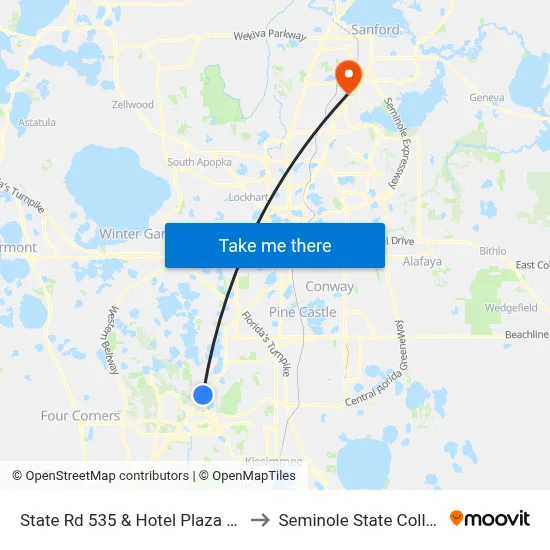 State Rd 535 & Hotel Plaza Blvd to Seminole State College map