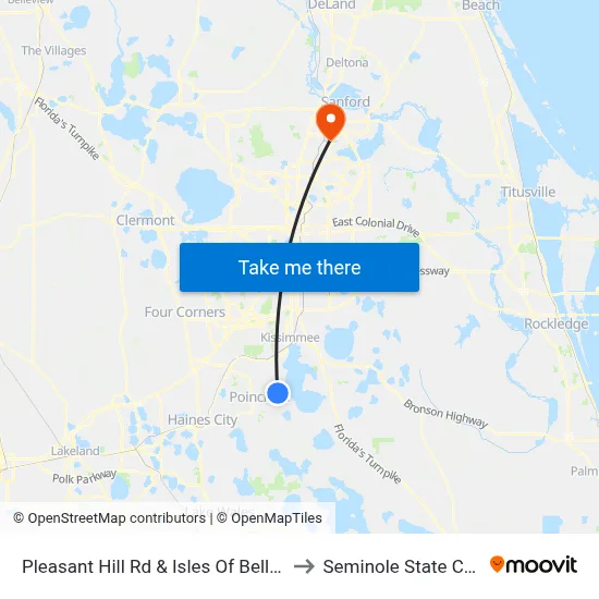 Pleasant Hill Rd & Isles Of Bellalago Dr to Seminole State College map