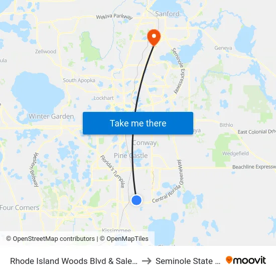Rhode Island Woods Blvd & Salem Woods Ln to Seminole State College map