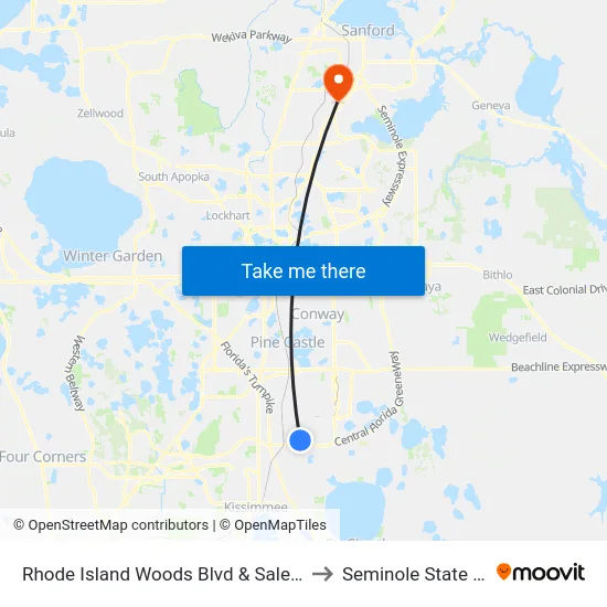 Rhode Island Woods Blvd & Salem Woods Ln to Seminole State College map