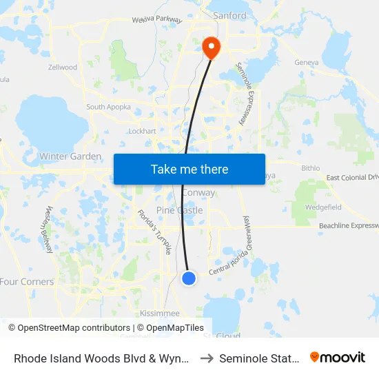 Rhode Island Woods Blvd & Wyndham Lakes Blvd to Seminole State College map