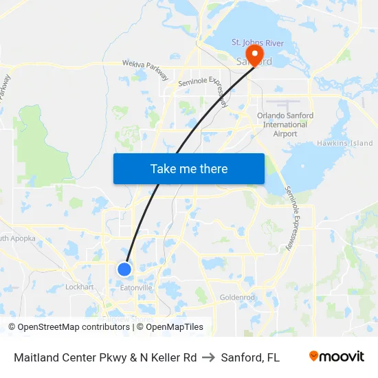 Maitland Center Pkwy & N Keller Rd to Sanford, FL map