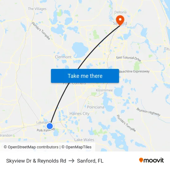 Skyview Dr & Reynolds Rd to Sanford, FL map