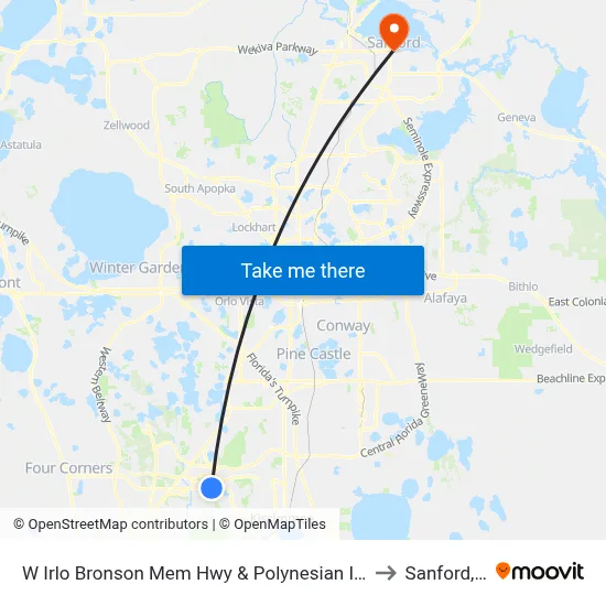 W Irlo Bronson Mem Hwy & Polynesian Isle Blvd to Sanford, FL map