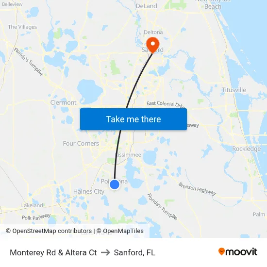 Monterey Rd & Altera Ct to Sanford, FL map