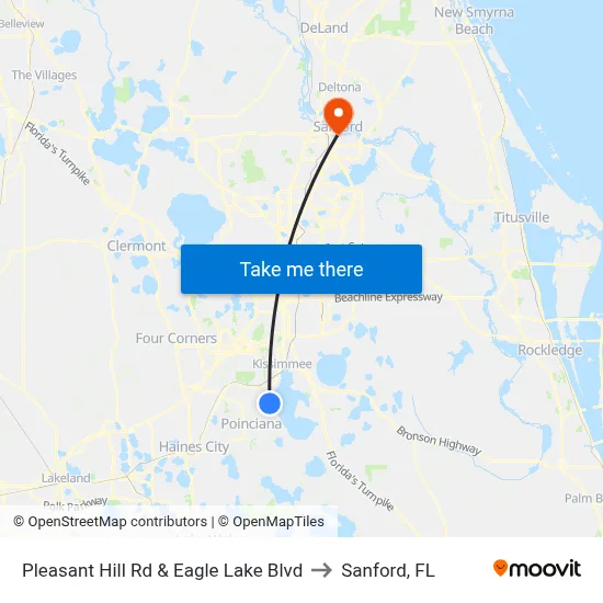 Pleasant Hill Rd & Eagle Lake Blvd to Sanford, FL map