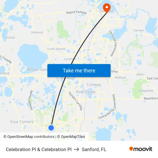 Celebration Pl & Celebration Pl to Sanford, FL map