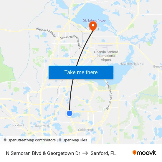 N Semoran  Blvd & Georgetown  Dr to Sanford, FL map