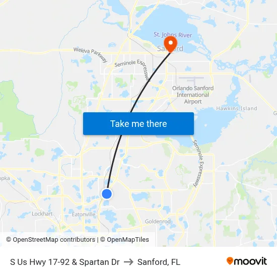 S Us Hwy 17-92 & Spartan Dr to Sanford, FL map