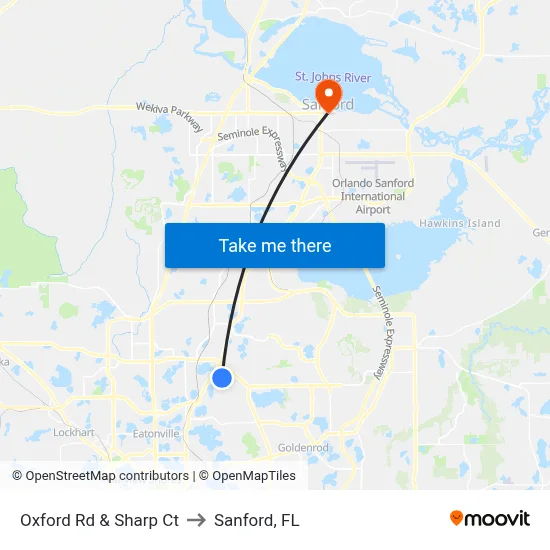 Oxford Rd & Sharp Ct to Sanford, FL map