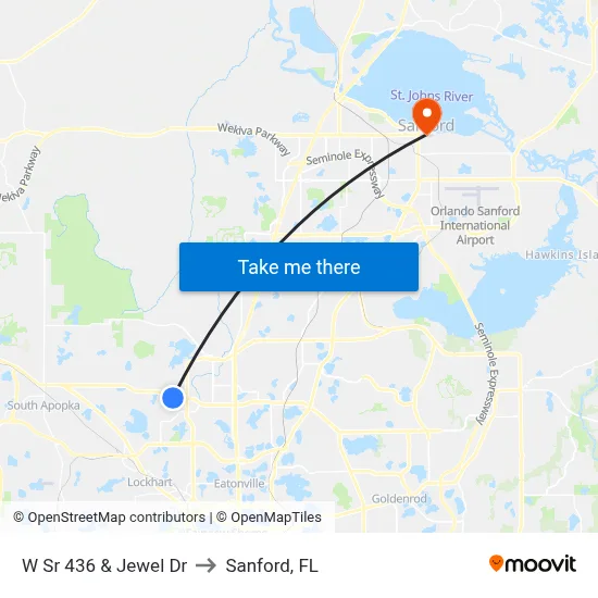 W Sr 436 & Jewel Dr to Sanford, FL map