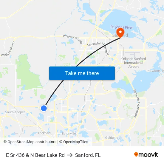 E Sr 436 & N Bear Lake Rd to Sanford, FL map
