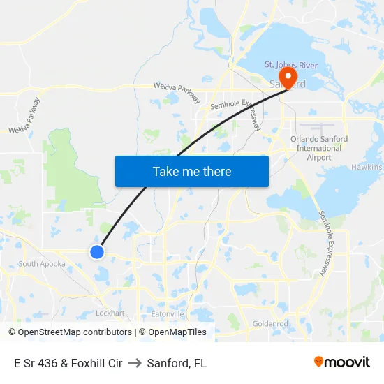 E Sr 436 & Foxhill Cir to Sanford, FL map