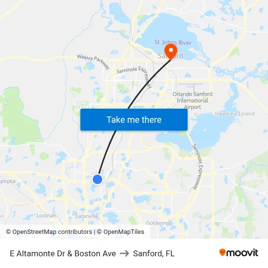 E Altamonte Dr & Boston Ave to Sanford, FL map
