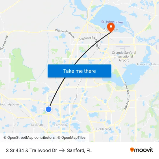 S Sr 434 & Trailwood Dr to Sanford, FL map