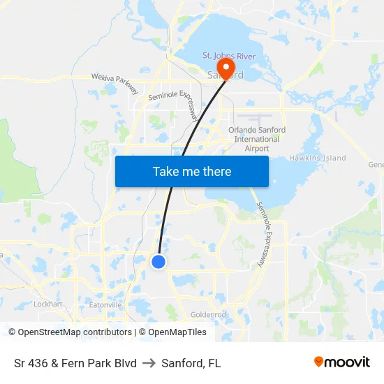 Sr 436 & Fern Park Blvd to Sanford, FL map
