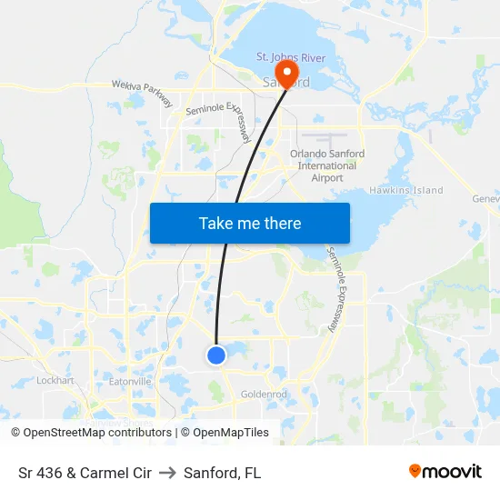 Sr 436 & Carmel Cir to Sanford, FL map