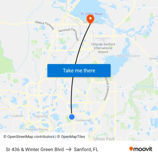 Sr 436 & Winter Green Blvd to Sanford, FL map