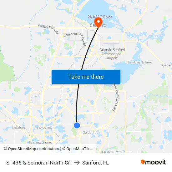 Sr 436 & Semoran North Cir to Sanford, FL map